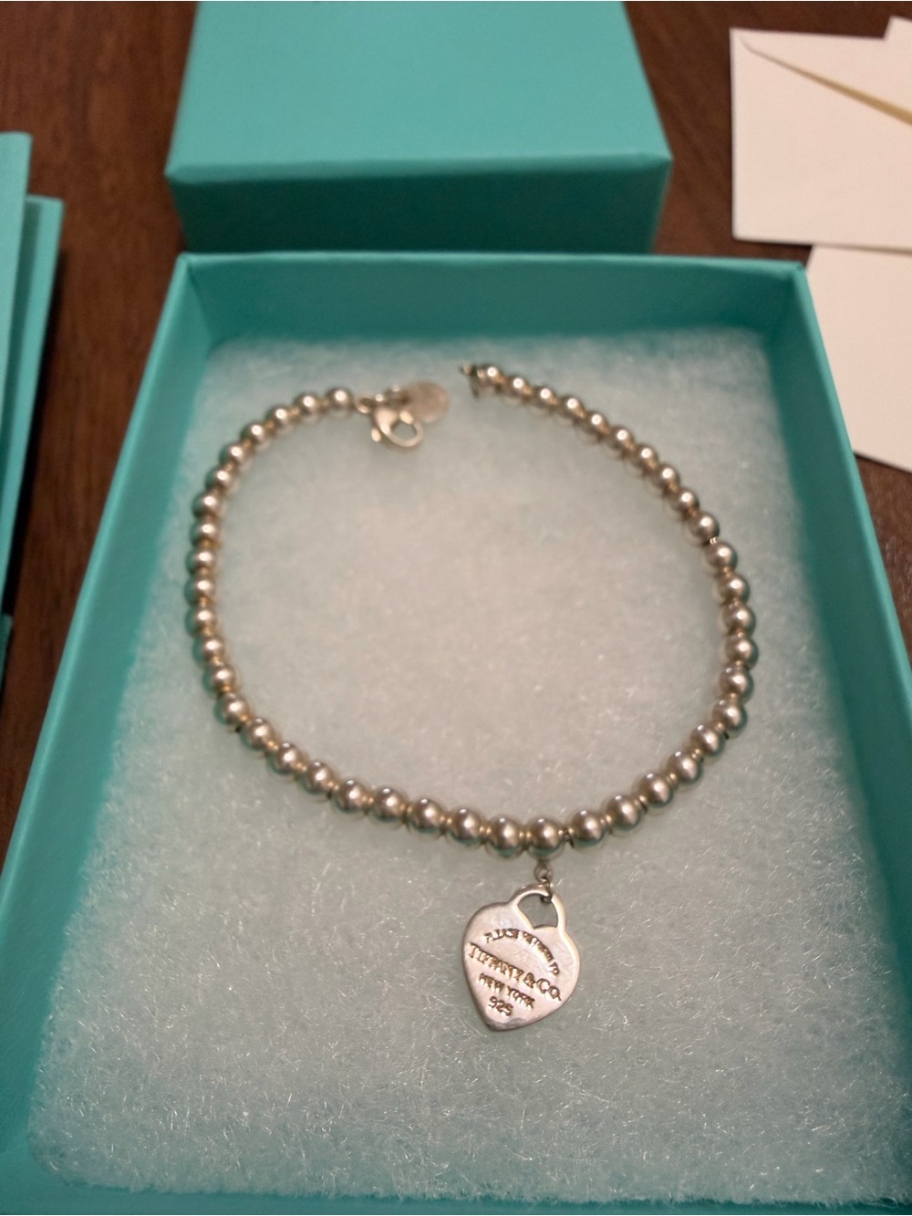 Tiffany & Co. Return to Tiffany Heart Tag 4mm Bead Bracelet Sterling Silver 7” - Picture 3 of 10